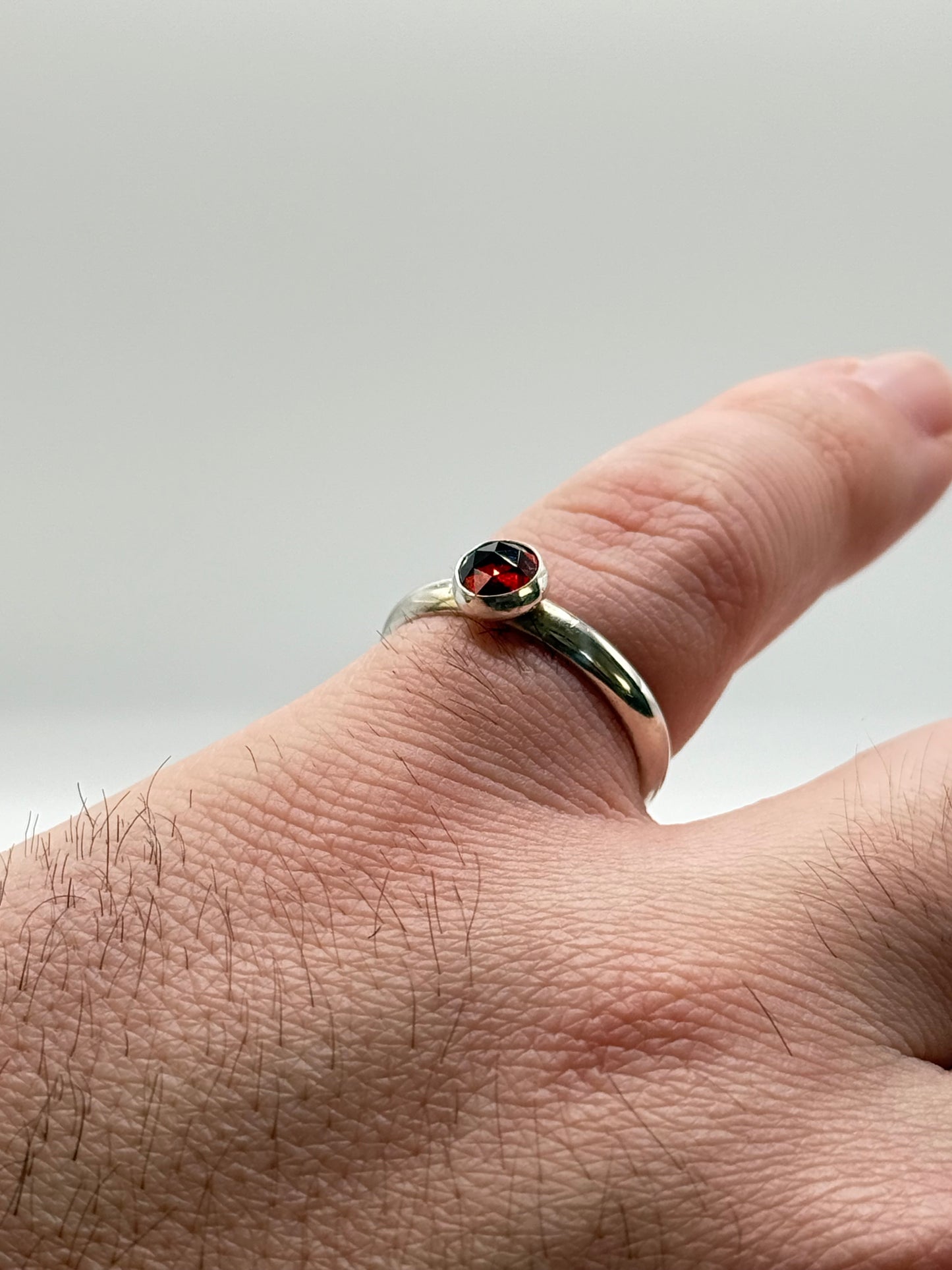 Rose-Cut Garnet & Silver Ring